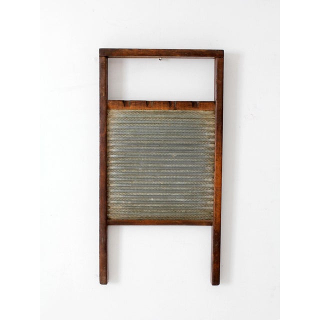 Farmhouse Antique Wood and Metal Double Sided Washboard For Sale - Image 3 of 12