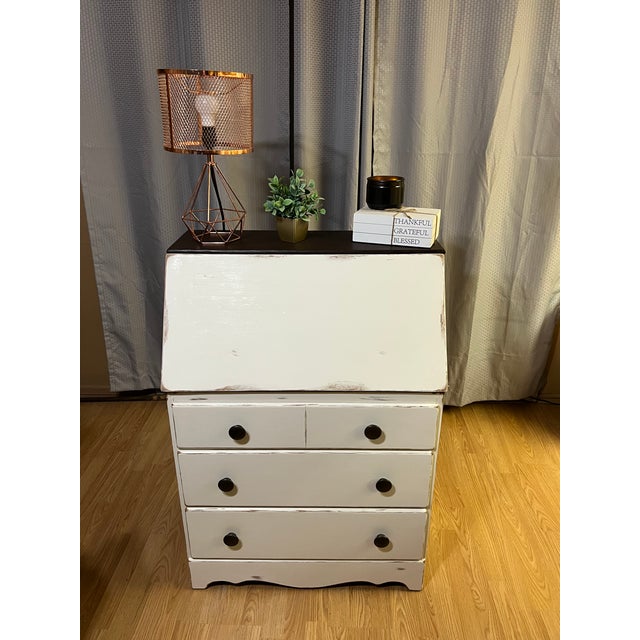 Mid-20th Century Refinished Drop-Front Secretary Desk For Sale In Phoenix - Image 6 of 10