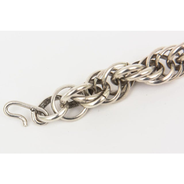 Vintage Sterling Silver Italian Hallmarked Twisted Chain Link Sculptural Collar Necklace For Sale - Image 10 of 12