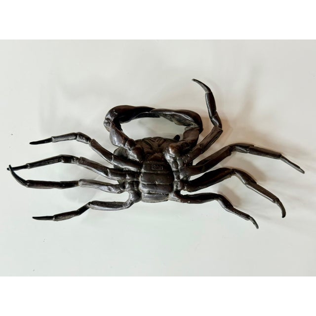 19th Century Japanese Bronze Articulated Crab Okimono Meiji by Yasunosuke Ryubundo VI For Sale - Image 5 of 13