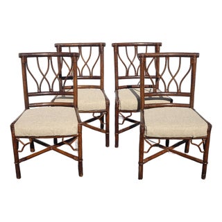 Chairs Chinese Chippendale - Set Four French Country Bamboo Dining Room Chairs For Sale