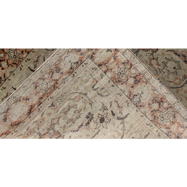 Floral Antique Fine Weave Turkish Sivas Rug With Neutral Color Palette For Sale In Atlanta - Image 6 of 6