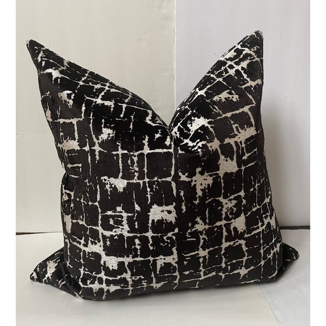 Abstract Ebony Black & Ivory Hollywood Glam Pillows- Set of 2 For Sale - Image 3 of 4