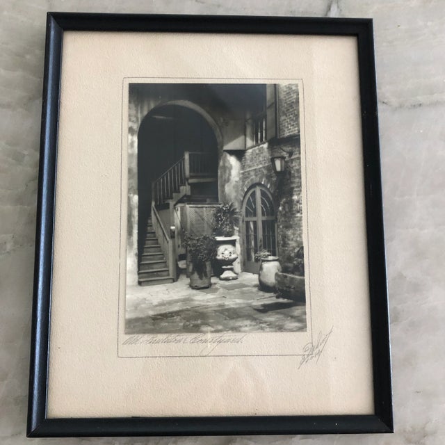 Metal Mid 20th Century Eugene Delcroix Gelatin Silver Print Photograph “Old Brulatour Courtyard” For Sale - Image 7 of 7