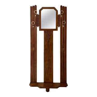 Art Decò Coat Rack Floor Stand With Umbrella Holder and Mirror For Sale