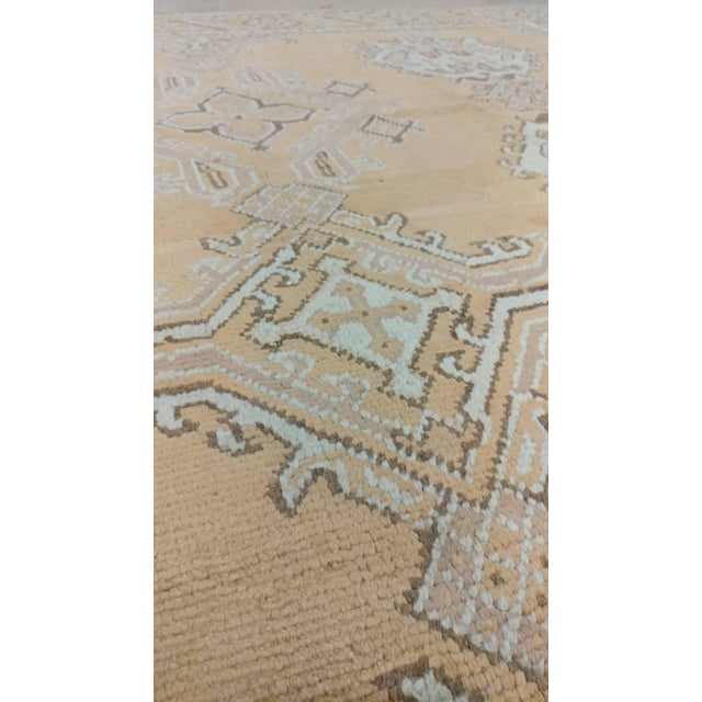 Turkish Antique Oushak Carpet, Oriental Rug, Handmade Taupe, Ice Blue and Brown For Sale - Image 3 of 18