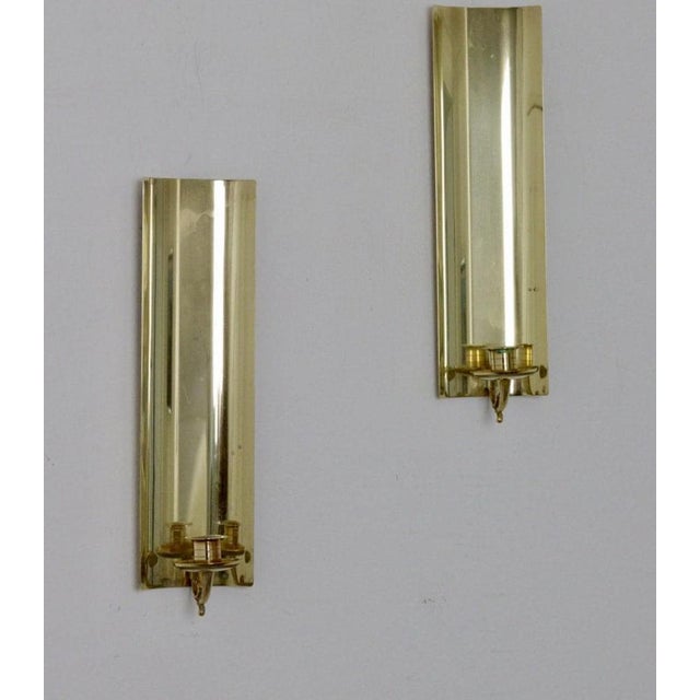 Metal Mid-Century Swedish Brass Sconces by Eklofs, Set of 2 For Sale - Image 7 of 11