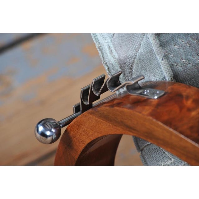 1930s Czech Art Deco Walnut and Chrome Reclining Armchair, 1930s For Sale - Image 5 of 18