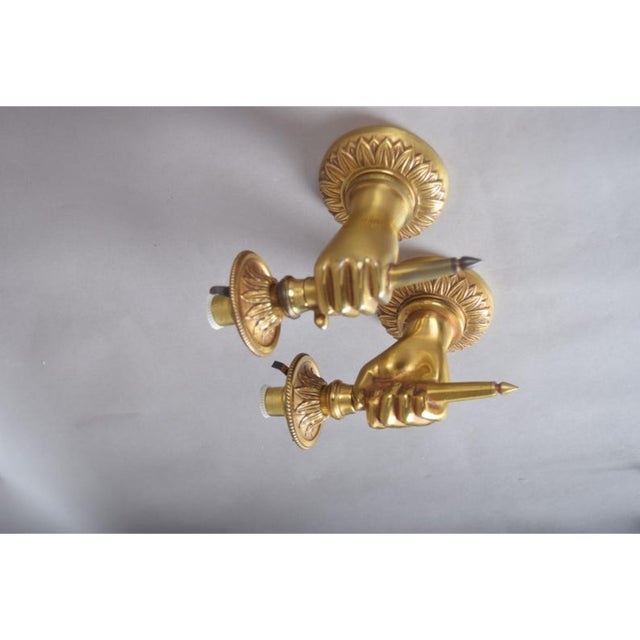 Brass Hand Wall Sconces by Andre Arbus, 1960s, Set of 2 For Sale - Image 13 of 15
