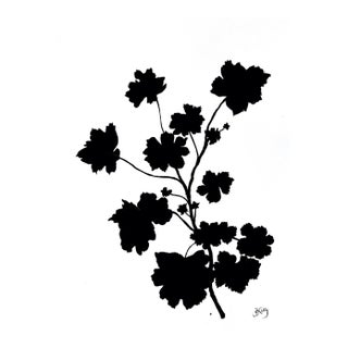 Black Silhouette Geranium Leaves Painted in Gouache on Heavy Paper For Sale
