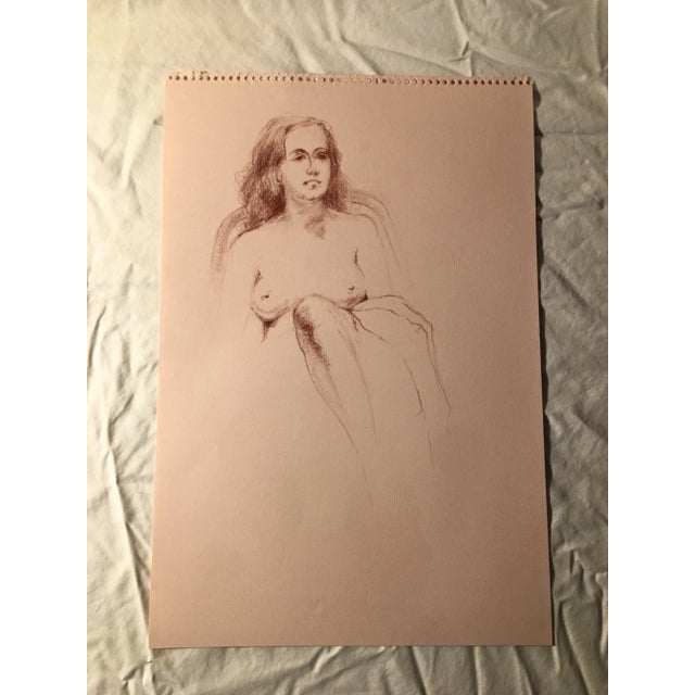 1970s Figurative Female Study Drawing on Paper by Sallie Emmer For Sale - Image 4 of 8