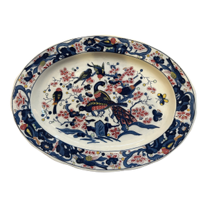 Vintage Japanese Amari Asian Bluebird and Peacock Platter