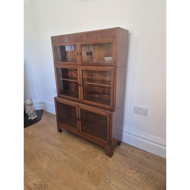 Metal Vintage Art Deco Glazed Mahogany Sectional Bookcase from Minty Oxford, 1930s For Sale - Image 7 of 15