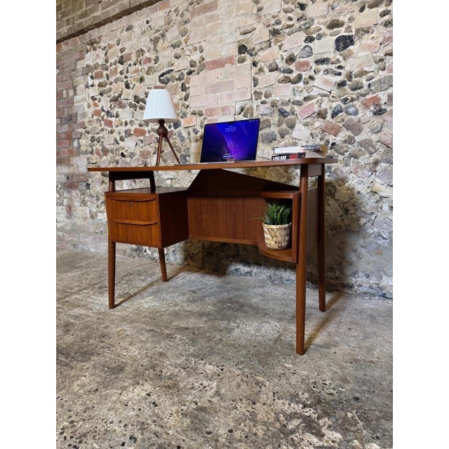 Small Vintage Danish Teak Desk by Gunnar Nielsen for Tibergaard, 1960 For Sale - Image 4 of 18