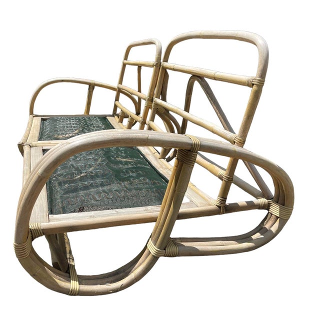 Wood Vintage Paul Frankl Style Rattan Pretzel Sofa For Sale - Image 7 of 7