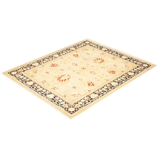 Ivory Vintage Traditional Hand Knotted Wool Area Rug, Ivory - 8'1" X 9'10" For Sale - Image 8 of 9