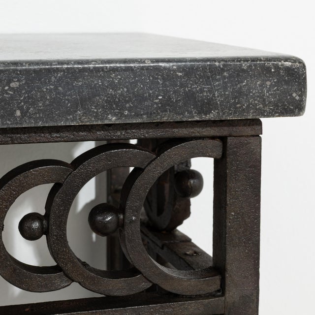 Neoclassical Wrought Iron Console With Belgian Bluestone For Sale - Image 10 of 10