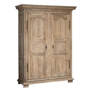 1800-1809 France Weathered Pale Grey Painted Oak Bookcase Cabinet For Sale