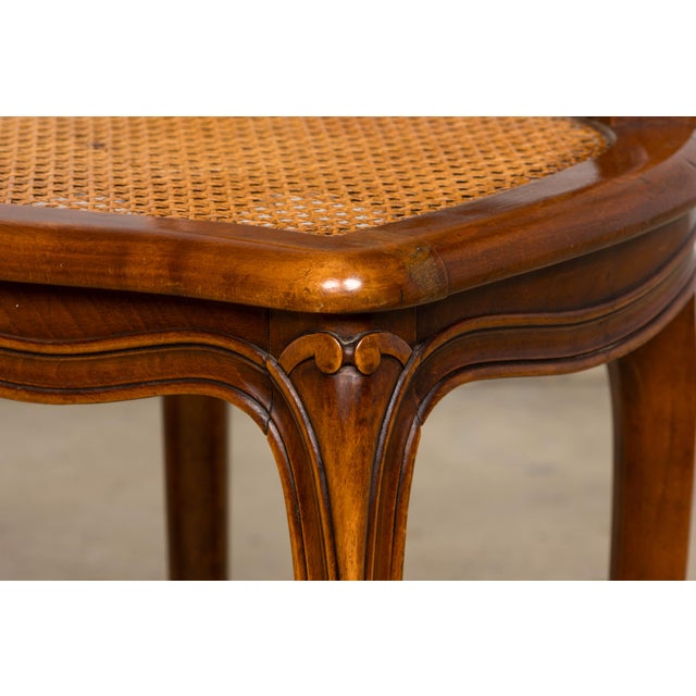Brown Set of 8 Early 20th Century French Louis XV Style Walnut Cane Dining Chairs For Sale - Image 8 of 18