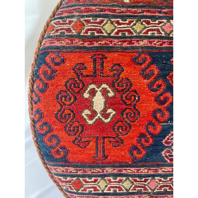 Textile Vintage Hand Woven Kilim Upholstered Ottoman Pouf For Sale - Image 7 of 13