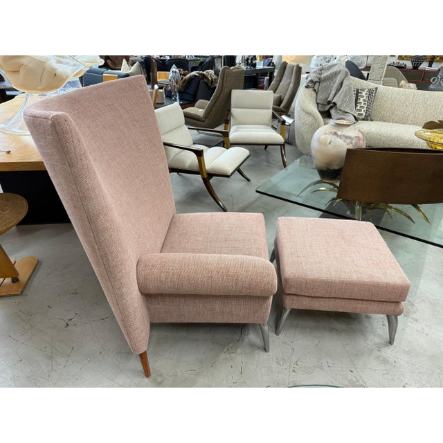 A Phillip Starck designed chair and ottoman from the Royalton hotel in New York City produced by Driade. These chairs were...