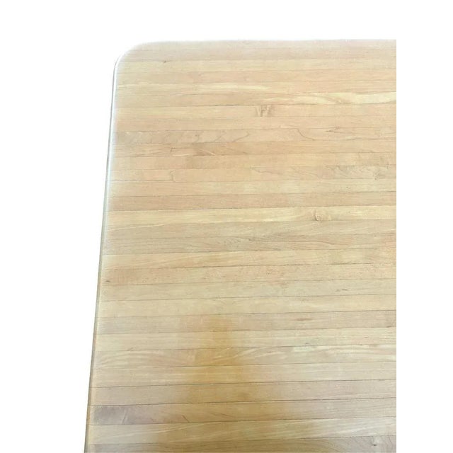 1970s Late 20th Century Marcel Breuer Style Blonde Wood & Chrome Dining Table For Sale - Image 5 of 5