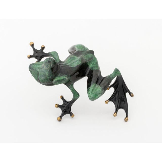 Tim Cotterill (English/American, b. 1950) "Frogman" Bronze Sculpture, green and black enameled, signed and numbered...