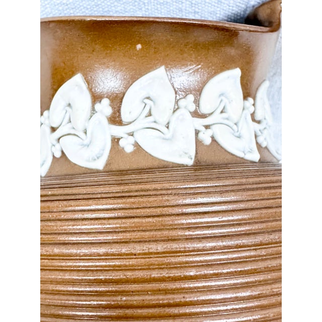 Ceramic Late 19th Century French Brown Stoneware Bistro Pitcher With Relief Label For Sale - Image 7 of 10