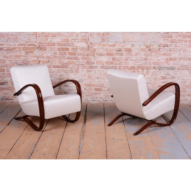 Wood Czech Art Deco Armchairs attributed to J. Halabala for Up Závody, 1930s, Set of 2 For Sale - Image 7 of 17