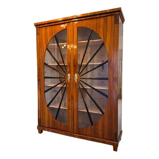 Biedermeier Sun-Shaped Display Cabinet in Walnut For Sale