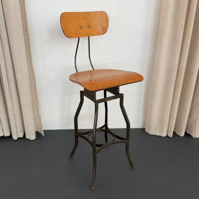 Industrial Height Adjustable Stool by Toledo Metal Furniture Co. For Sale In New York - Image 6 of 9