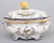 A superb antique French majolica faience lidded soup tureen with a charming pear finial and matching underplate charger,...