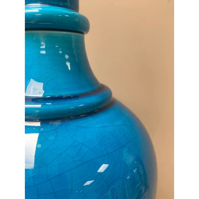 Mid 20th Century Mid-Century Turquoise Table Lamp by Marbro For Sale - Image 5 of 9