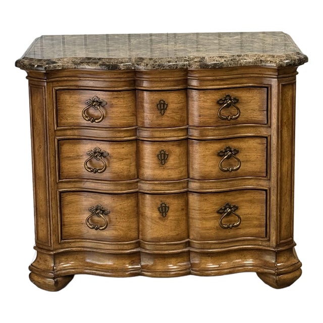 Thomasville “Hills of Tuscany” Three Drawer Stone Top Chest / Nightstand For Sale
