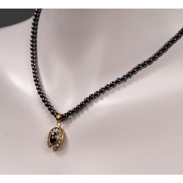 Hematite Costume Jewelry Necklace with Earrings, 1950s, Set of 3 For Sale - Image 13 of 16