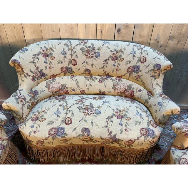 Napoleon III Toadstool Salon with Floral Motifs, Set of 3 For Sale - Image 9 of 11