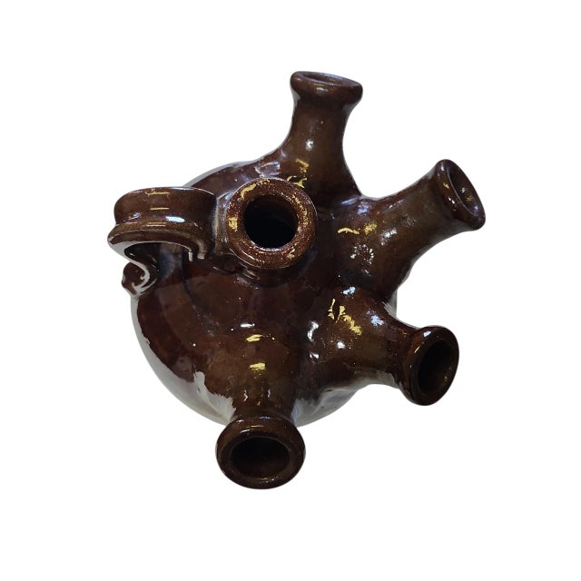 Mid 20th Century Vintage Five Spout Georgia Studio Pottery Monkey Jug For Sale - Image 5 of 7