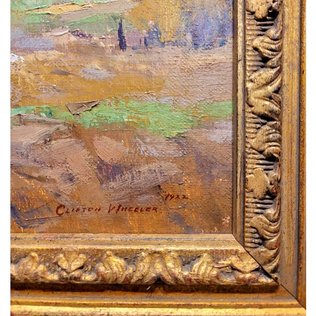 Textile Clifton Wheeler - 1922 Autumn Landscape in Indiana - Oil Painting For Sale - Image 7 of 12