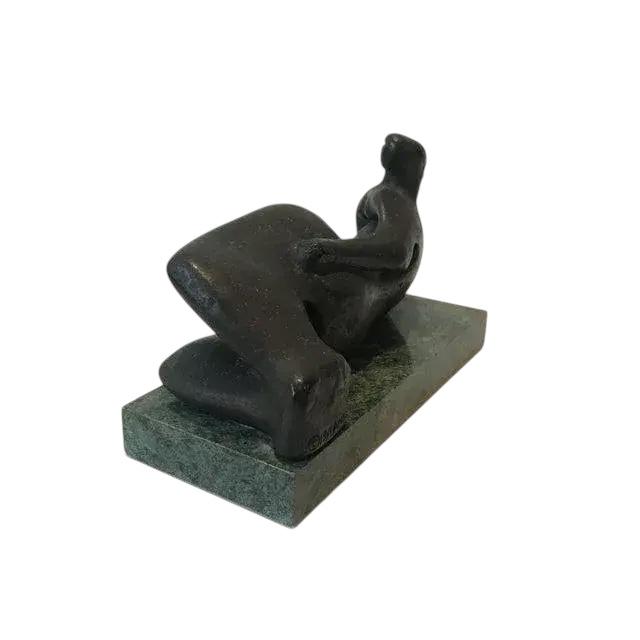 Abstract Henry Moore Reclining Cast Figure by Detroit Institute of Arts- Signed For Sale - Image 3 of 6