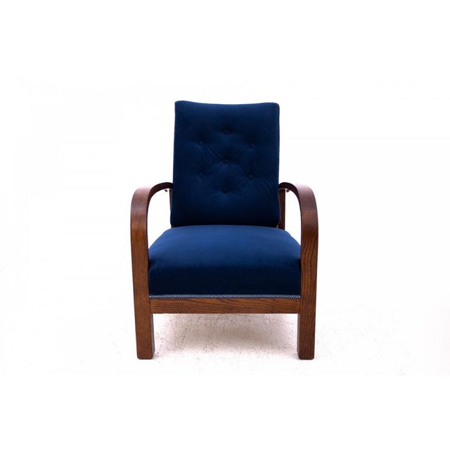 Art Deco Armchair with Adjustable Backrest, Poland, 1940s, in Restored conditions. Designed 1920 to 1949