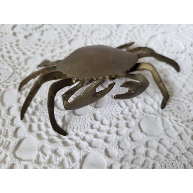 Traditional Mid Century Brass Crab Decorative Object For Sale - Image 3 of 5