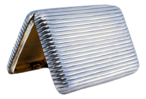Nickel Plated Silver Cigarette Case with Fluted Bands and Hinged Lid