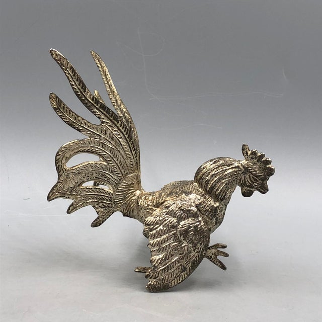 Vintage Two Fighting Roosters in Silver-Plating, Set of 2 For Sale - Image 9 of 16