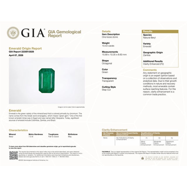 10.43 Ct Gia Certified Zambian Emerald & Diamond Ring Size 7 For Sale - Image 10 of 10