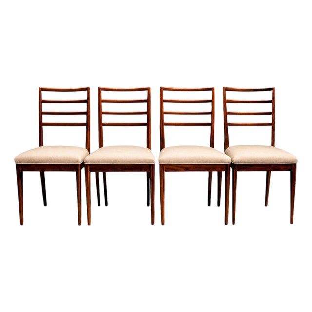 Set of 4 Chairs in Caviuna & Leather, Rino Levi, 1960s For Sale