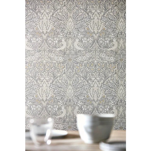 English Morris & Co Pure Dove & Rose Wallpaper in White Clover For Sale - Image 3 of 3