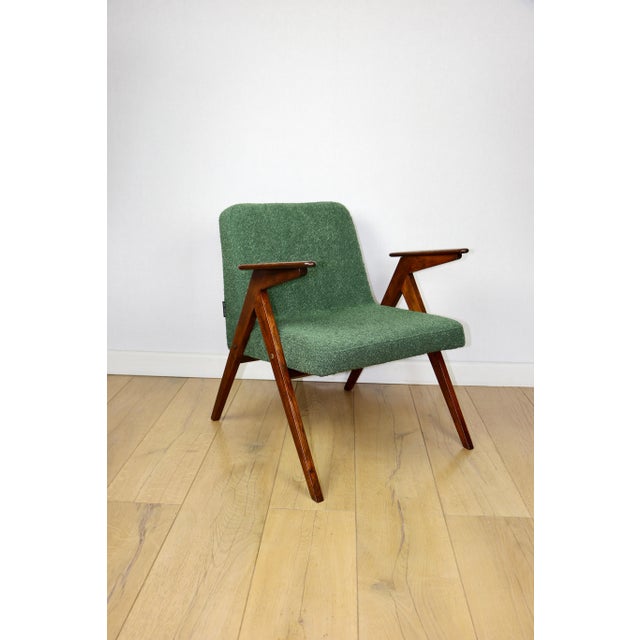 1970s Green Bouclé Bunny Lounge Chair attributed to J. Chierowski, 1970s For Sale - Image 5 of 13