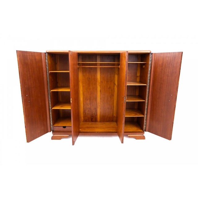 Art Deco Four-Leaf Wardrobe, Poland, 1940s For Sale - Image 4 of 12