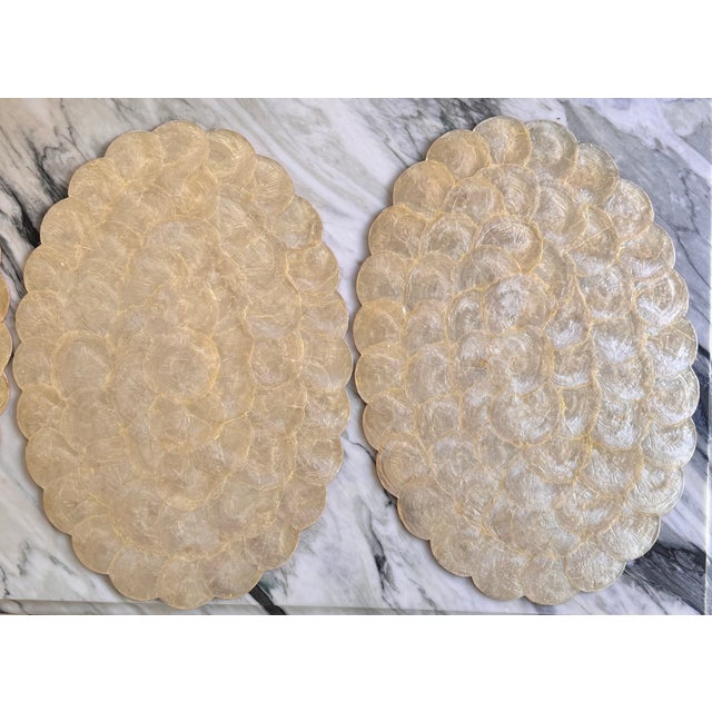 Ivory 1990s Capiz Shell Oval Placemats - Set of 12 For Sale - Image 8 of 14