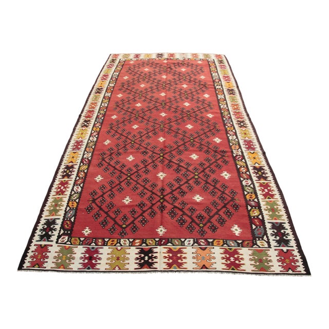 1900s Handwoven Antique Sarkoy Kilim - Fine, Detailed Weave- 5′8″ × 10′8″ For Sale